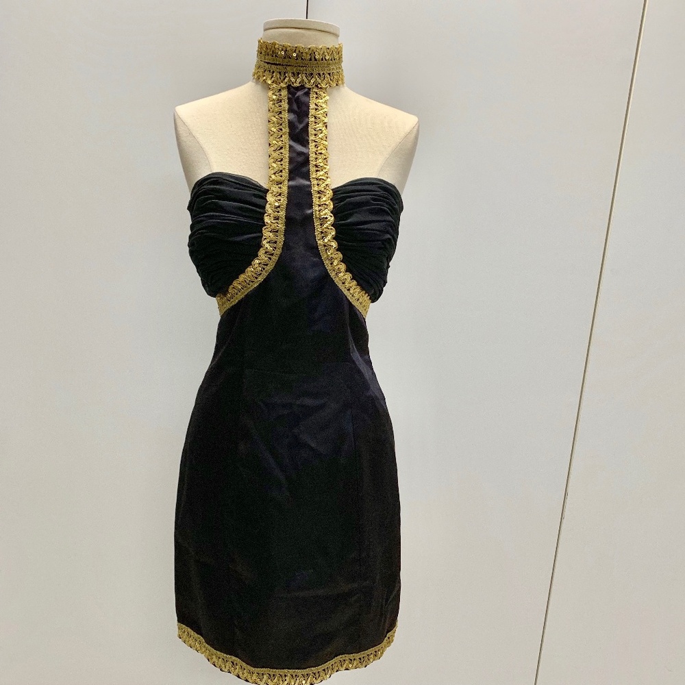 Halter Top Hand Pleated Cups Mini Dress